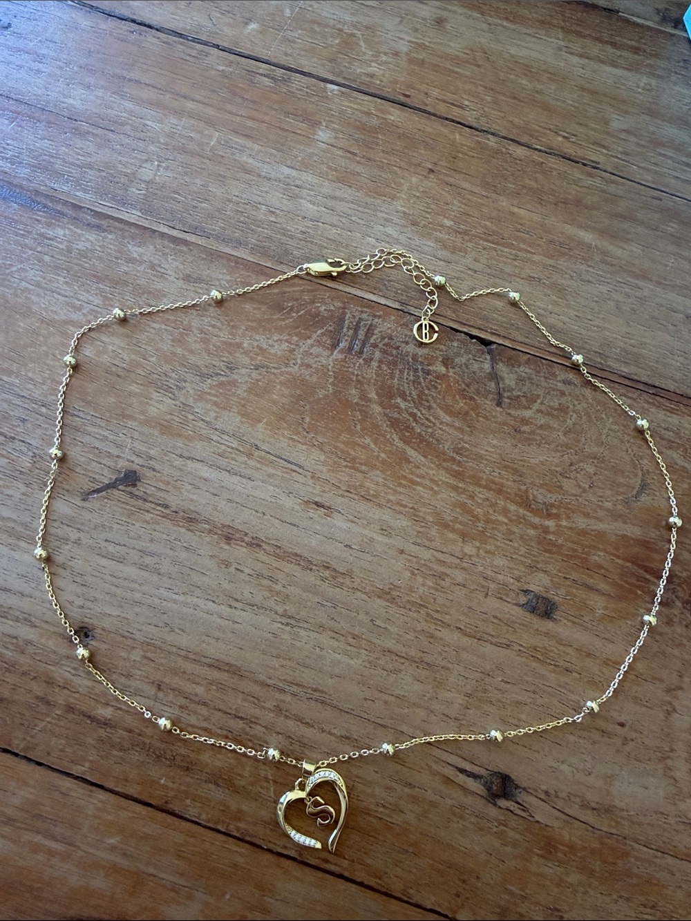Cicy Bell Delicate Gold Heart Pendant Necklace with Bead Accents - Women Jewelry